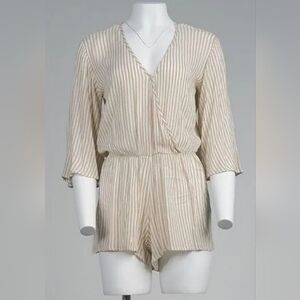 Elan Cream and Tan Striped Romper